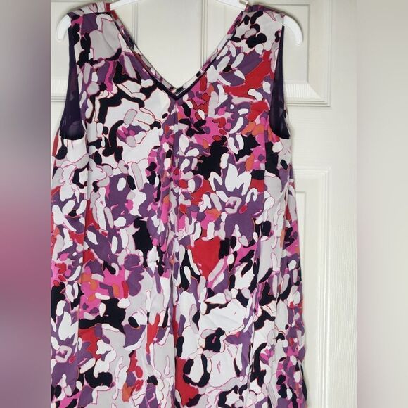Classiques Entier M Slvless Mlticlrd Floral Print Lined SILK Blend Women Blouse - Picture 5 of 9